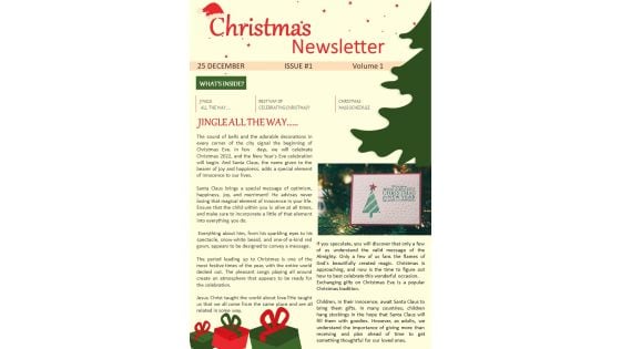 Bifold One Pager Christmas Day Significance Newsletter Template