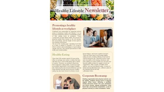 Bifold One Pager Healthy Lifestyle Promotions Newsletter Template