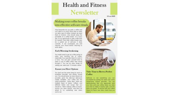 Bifold One Pager Healthy Living And Selfcare Blog Newsletter Template
