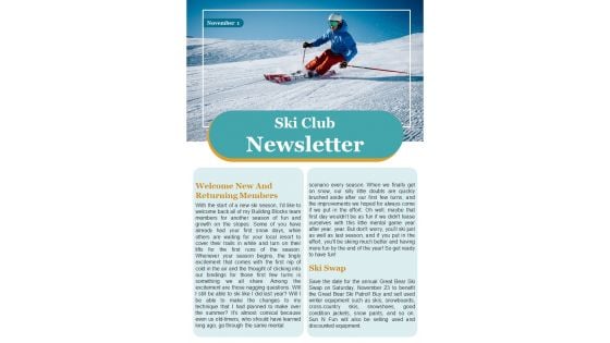 Bifold One Pager Sports Club Newsletter Template Bifold One Pager Sports Club Newsletter Template