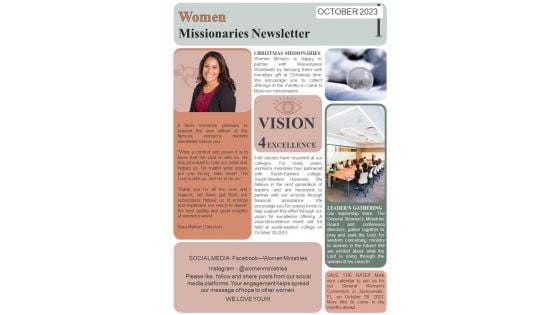 Bifold Women Missionaries Newsletter Template
