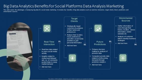 Big Data Analytics Benefits For Social Platforms Data Analysis Marketing Mockup PDF