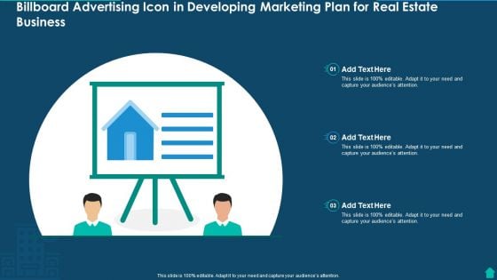 Billboard Advertising Icon In Developing Marketing Plan For Real Estate Business Topics PDF