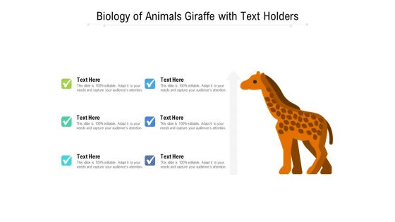 Biology Of Animals Giraffe With Text Holders Ppt PowerPoint Presentation File Smartart PDF