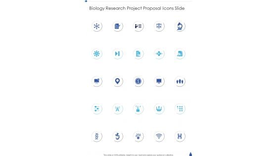 Biology Research Project Proposal Icons Slide One Pager Sample Example Document Biology Research Project Proposal Icons Slide One Pager Sample Example Document