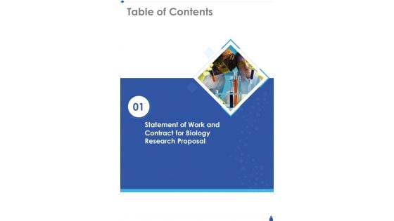Biology Research Project Proposal Table Of Contents One Pager Sample Example Document Biology Research Project Proposal Table Of Contents One Pager Sample Example Document