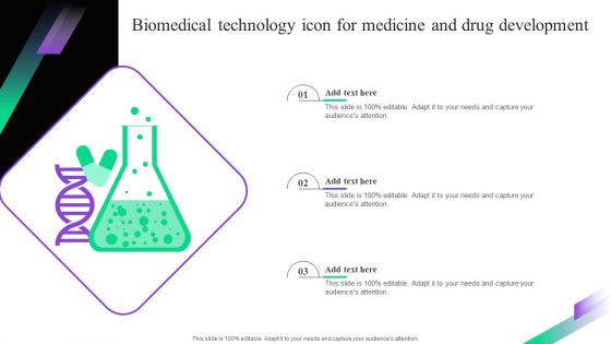 Biomedical Technology Icon For Medicine And Drug Development Graphics PDF