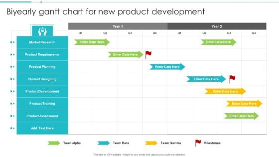 Biyearly Gantt Chart For New Product Development Topics PDF