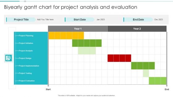 Biyearly Gantt Chart For Project Analysis And Evaluation Structure PDF