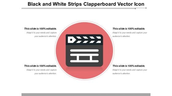 Black And White Strips Clapperboard Vector Icon Ppt PowerPoint Presentation Outline Layout Ideas PDF