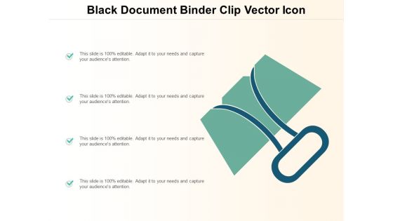 Black Document Binder Clip Vector Icon Ppt Powerpoint Presentation Styles Slides