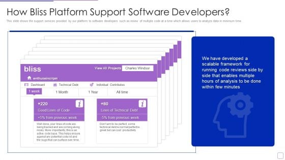 Bliss Investor Capital Raising Elevator Pitch Deck How Bliss Platform Support Software Developers Summary PDF