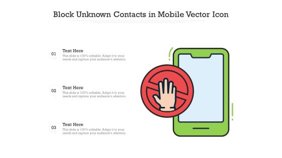 Block Unknown Contacts In Mobile Vector Icon Ppt PowerPoint Presentation Portfolio Slide PDF