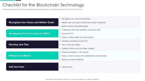 Blockchain And DLT Framework Checklist For The Blockchain Technology Clipart PDF