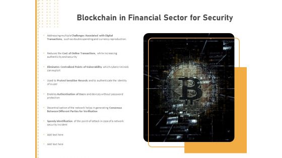 Blockchain In Financial Sector For Security Ppt PowerPoint Presentation File Slide Portrait PDF