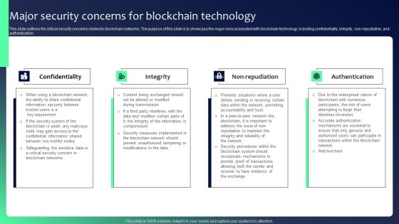 Blockchain Security Solutions Deployment Major Security Concerns For Blockchain Graphics PDF