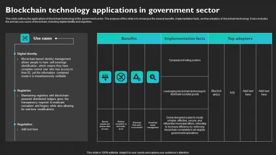 Blockchain Technology Applications In Government Sector Brochure PDF