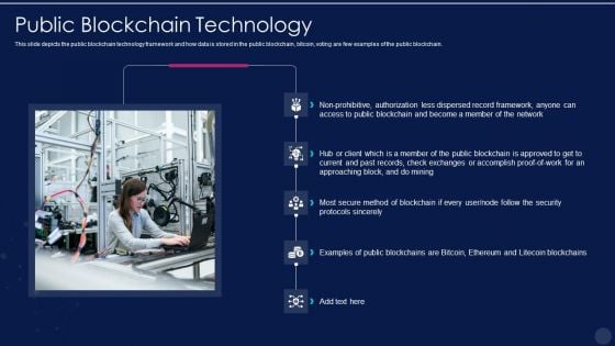 Blockchain Technology Framework IT Public Blockchain Technology Mockup PDF