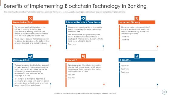 Blockchain Technology To Improve Digitalization In Banking Industry Ppt PowerPoint Presentation Complete Deck With Slides Slide18