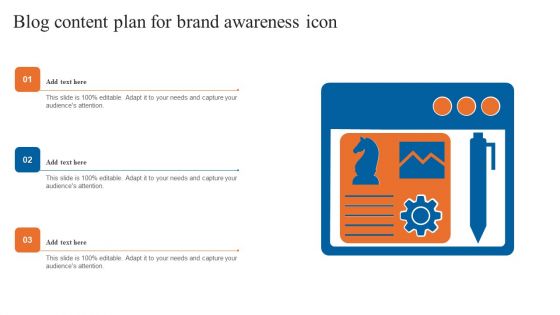 Blog Content Plan For Brand Awareness Icon Topics PDF