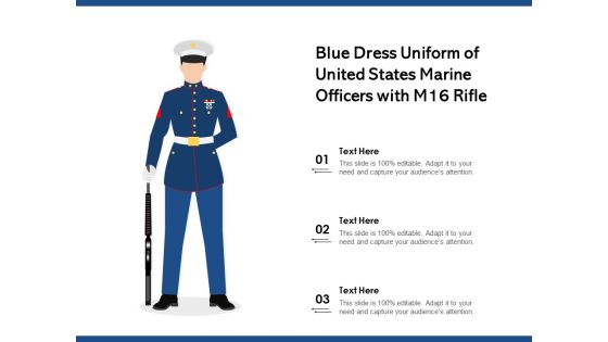 Blue Dress Uniform Of United States Marine Officers With M16 Rifle Ppt PowerPoint Presentation Outline Templates PDF