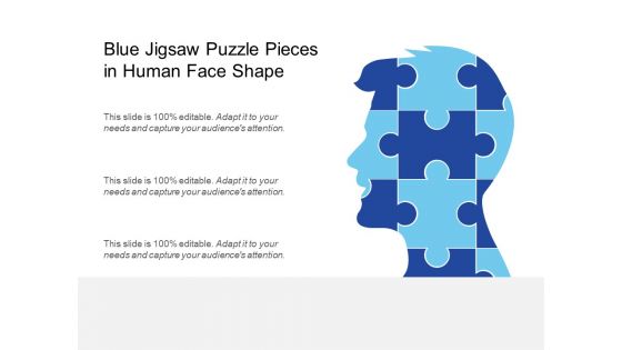 Blue Jigsaw Puzzle Pieces In Human Face Shape Ppt PowerPoint Presentation Infographic Template Visuals PDF