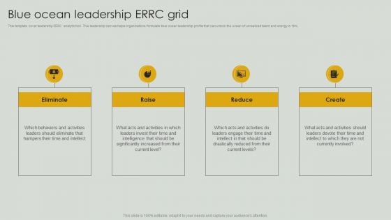 Blue Ocean Leadership Errc Grid Ppt PowerPoint Presentation Diagram Lists PDF Blue Ocean Leadership Errc Grid Ppt PowerPoint Presentation Diagram Lists PDF