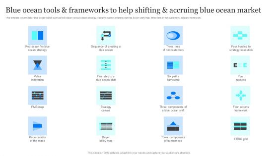 Blue Ocean Tools And Frameworks To Help Shifting And Accruing Blue Ocean Market Infographics PDF