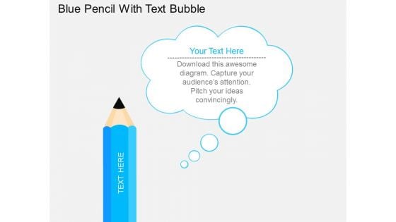 Blue Pencil With Text Bubble Powerpoint Template