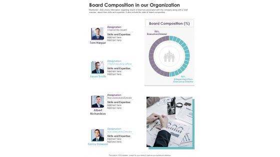 Board Composition In Our Organization One Pager Documents Board Composition In Our Organization One Pager Documents