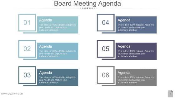 Board Meeting Agenda Ppt PowerPoint Presentation Infographic Template