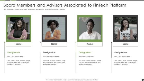 Board Members And Advisors Associated To Fintech Platform Inspiration PDF