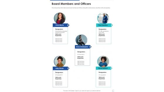 Board Members And Officers One Pager Documents