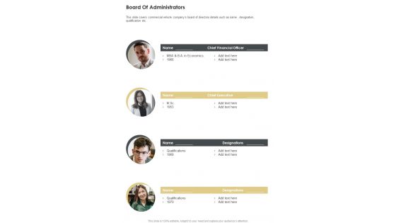 Board Of Administrators One Pager Documents