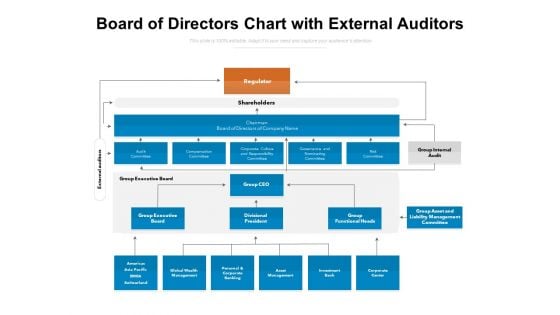 Board Of Directors Chart With External Auditors Ppt PowerPoint Presentation File Infographic Template PDF