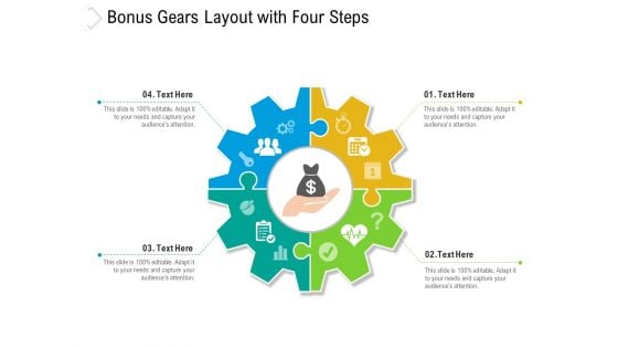 Bonus Gears Layout With Four Steps Ppt PowerPoint Presentation Gallery Background PDF