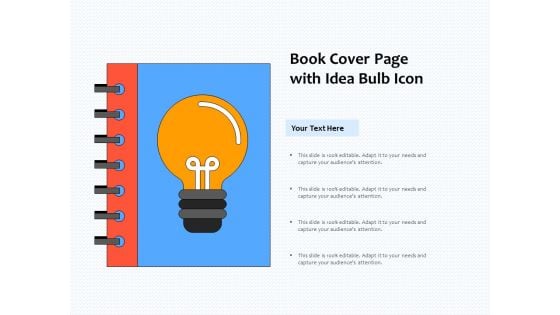 Book Cover Page With Idea Bulb Icon Ppt PowerPoint Presentation Gallery Deck PDF