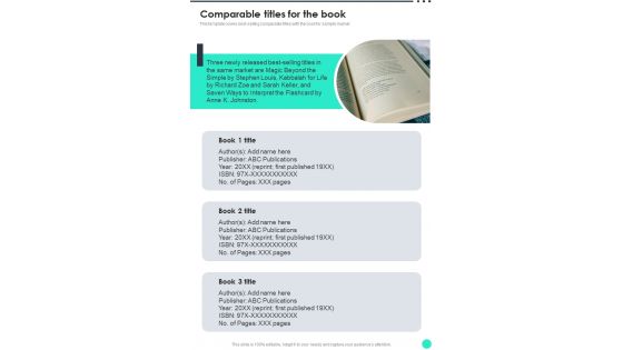 Book Printing Services Proposal Comparable Titles One Pager Sample Example Document