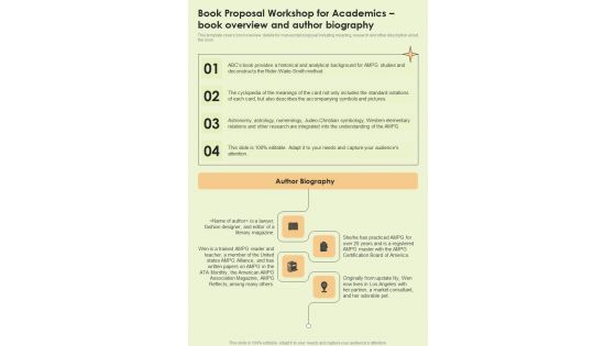 Book Proposal Workshop For Academics Book Overview One Pager Sample Example Document Book Proposal Workshop For Academics Book Overview One Pager Sample Example Document