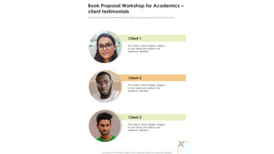 Book Proposal Workshop For Academics Client Testimonials One Pager Sample Example Document