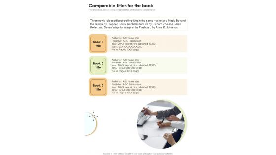 Book Proposal Workshop For Academics Comparable Titles One Pager Sample Example Document