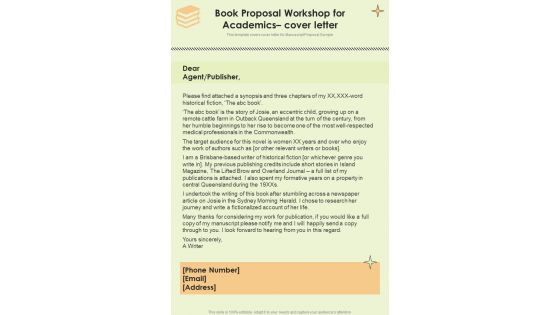 Book Proposal Workshop For Academics Cover Letter One Pager Sample Example Document Book Proposal Workshop For Academics Cover Letter One Pager Sample Example Document