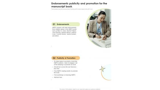 Book Proposal Workshop For Academics Endorsements Publicity One Pager Sample Example Document