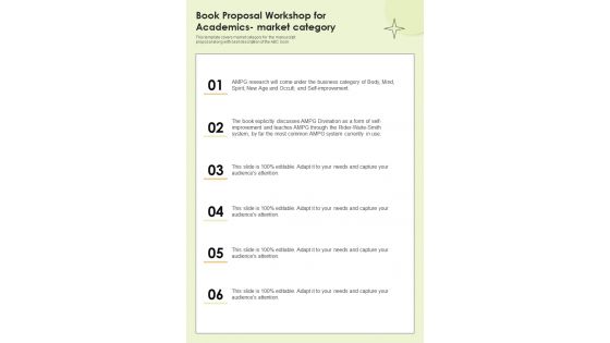 Book Proposal Workshop For Academics Market Category One Pager Sample Example Document