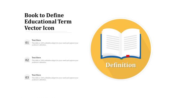 Book To Define Educational Term Vector Icon Ppt PowerPoint Presentation File Elements PDF