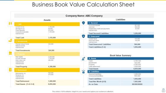 Book Value Liabilities Account Ppt PowerPoint Presentation Complete Deck With Slides
