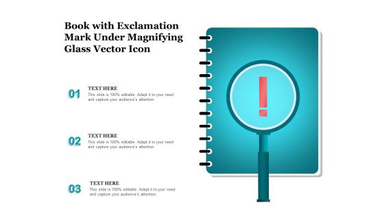 Book With Exclamation Mark Under Magnifying Glass Vector Icon Ppt PowerPoint Presentation Gallery Example PDF