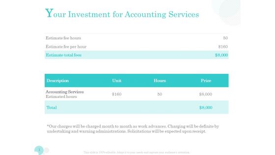 Bookkeeping Bookkeeping Your Investment For Accounting Services Ppt PowerPoint Presentation Gallery Smartart PDF Bookkeeping Bookkeeping Your Investment For Accounting Services Ppt PowerPoint Presentation Gallery Smartart PDF