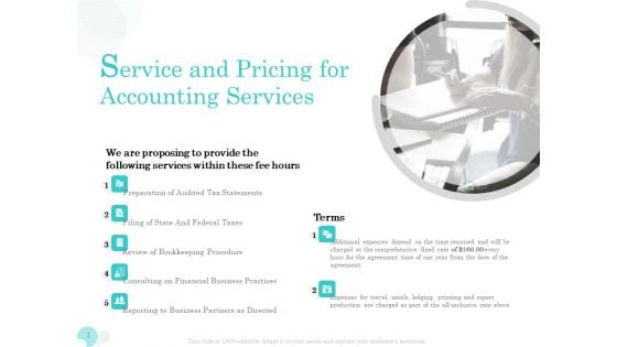 Bookkeeping Service And Pricing For Accounting Services Ppt PowerPoint Presentation Slides Download PDF