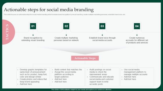 Boosting Product Sales Through Branding Actionable Steps For Social Media Brochure PDF